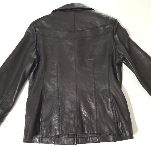 Jones New York Black Leather Stitch Detailed Coat - Picture 5 of 16